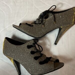 FIONI  Glitter Lace-Up Peep-Toe Heels madem ghile